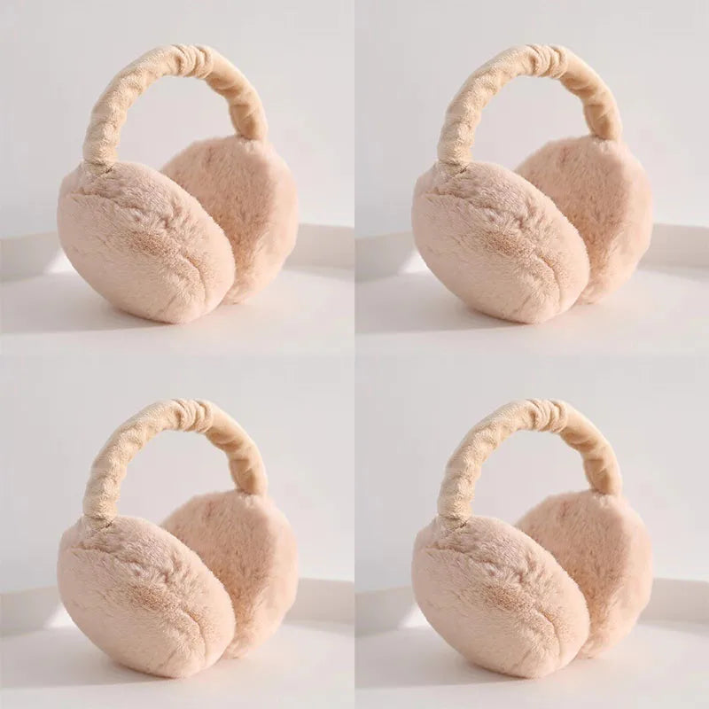 1-4PCS Korean Version Foldable Portable Ear Cup For Warmth, Plush Earplugs For Men And Women For Warmth In Autumn And Winter Oasis Select Beige-4pcs