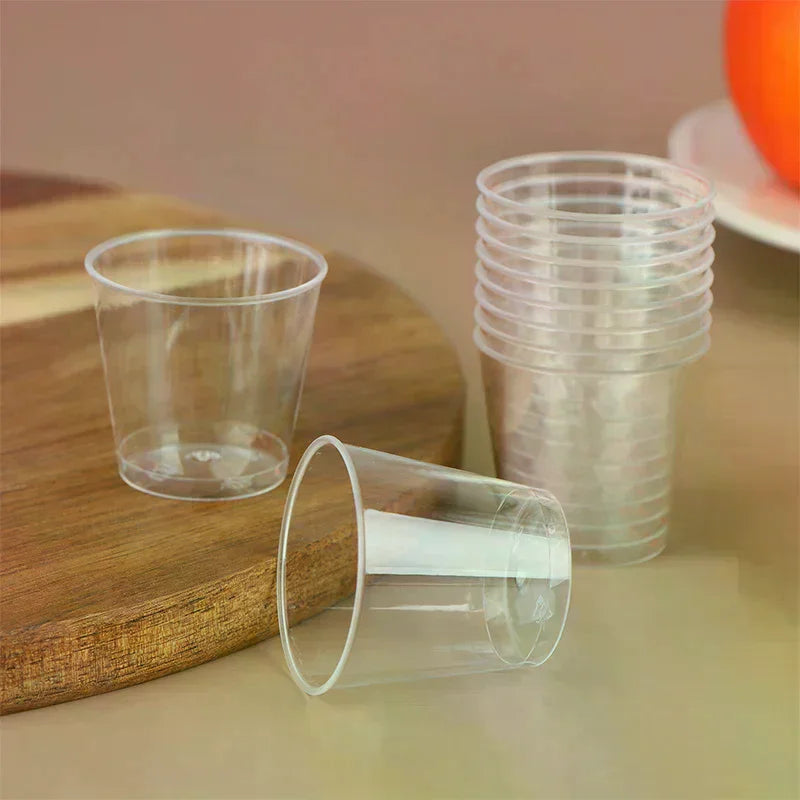 50Pcs 30ML Disposable Mini Clear Plastic Cup Outdoor Picnic Birthday Kitchen Party Shot Glasses Jelly Cups Tableware Tasting Oasis Select