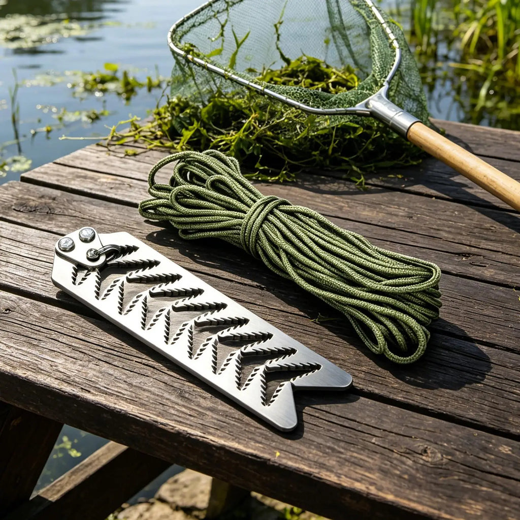 Pond Grass Cutter Foldable Serrated Grip Plant Catcher with 65.6ft Rope Pond Razor Rake for Underwater Dock Canal Shore Beach Oasis Select