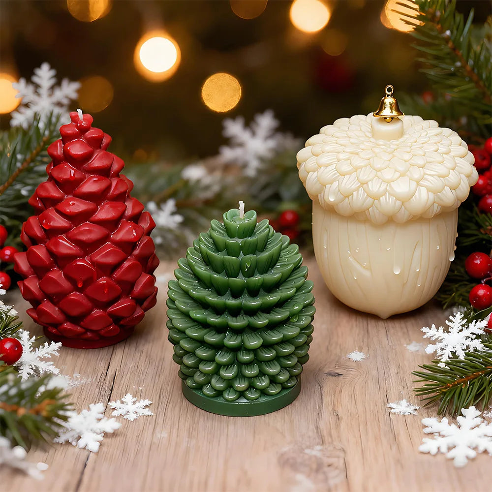 3D Pine Cone Silicone Candle Mold DIY Christmas Pinecone Aromatherapy Plaster Candle Making Mold Acorn Cone Handmade Home Decor Oasis Select