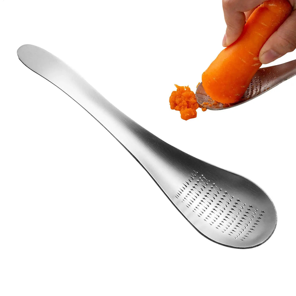 Stainless Steel Garlic Ginger Fruits Root Vegetable Grater Grinder Spoon Versatile Kitchen Ginger Fruits Vegetable Masher Oasis Select