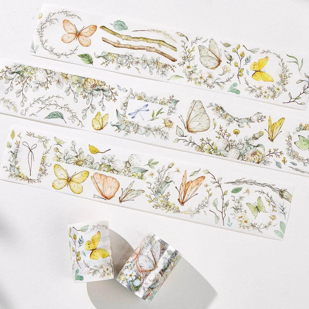 100CM Vintage Flower Bunny Butterfly Spring Washi PET Tape for Planner Card Making DIY Scrapbooking Plan Decorative Sticke Oasis Select