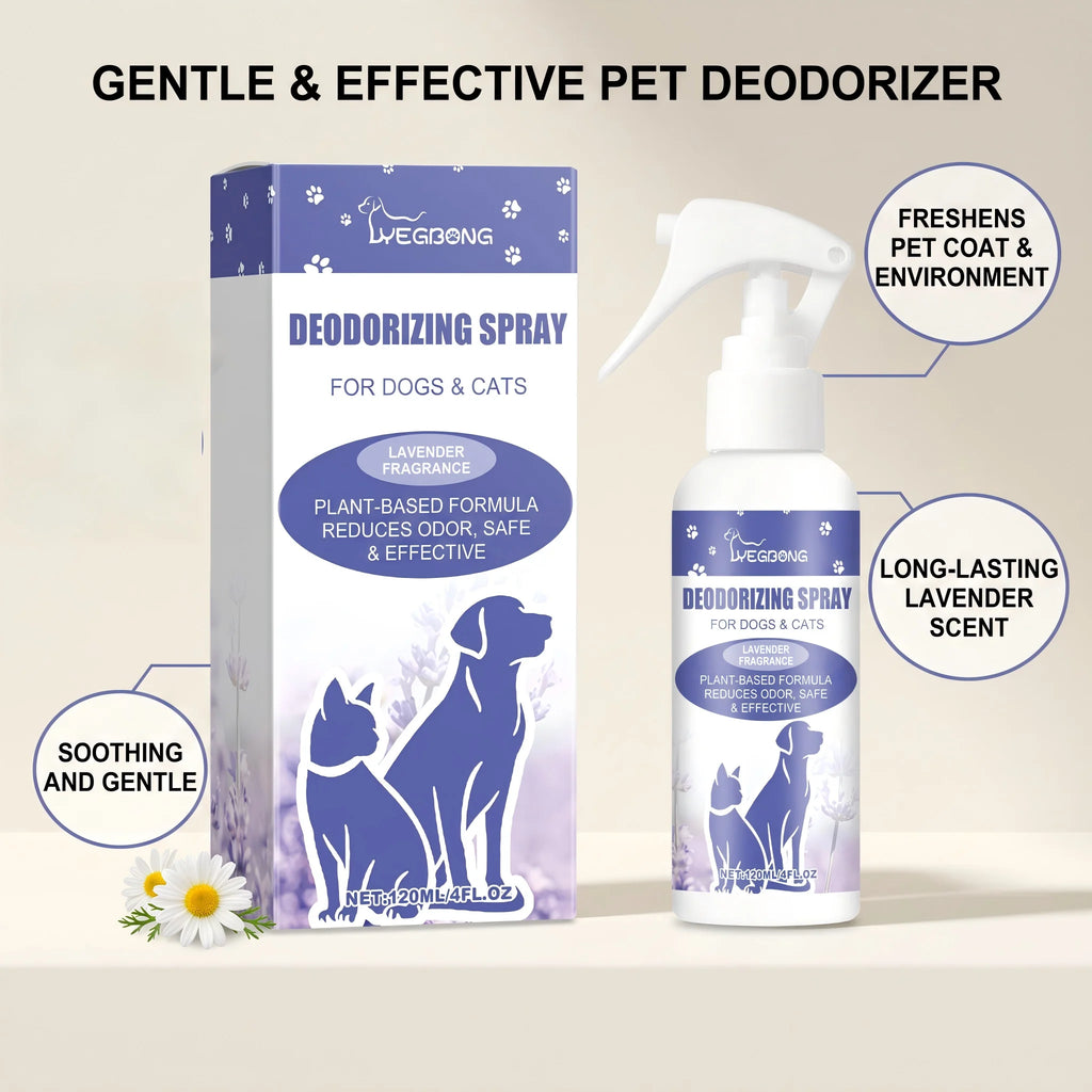 Pet Deodorizing Spray Lavender Scent Odor Eliminator for Dogs & Cats Lasting Freshing Reduce Pet Odor on Fur for Sofa Bedding Oasis Select