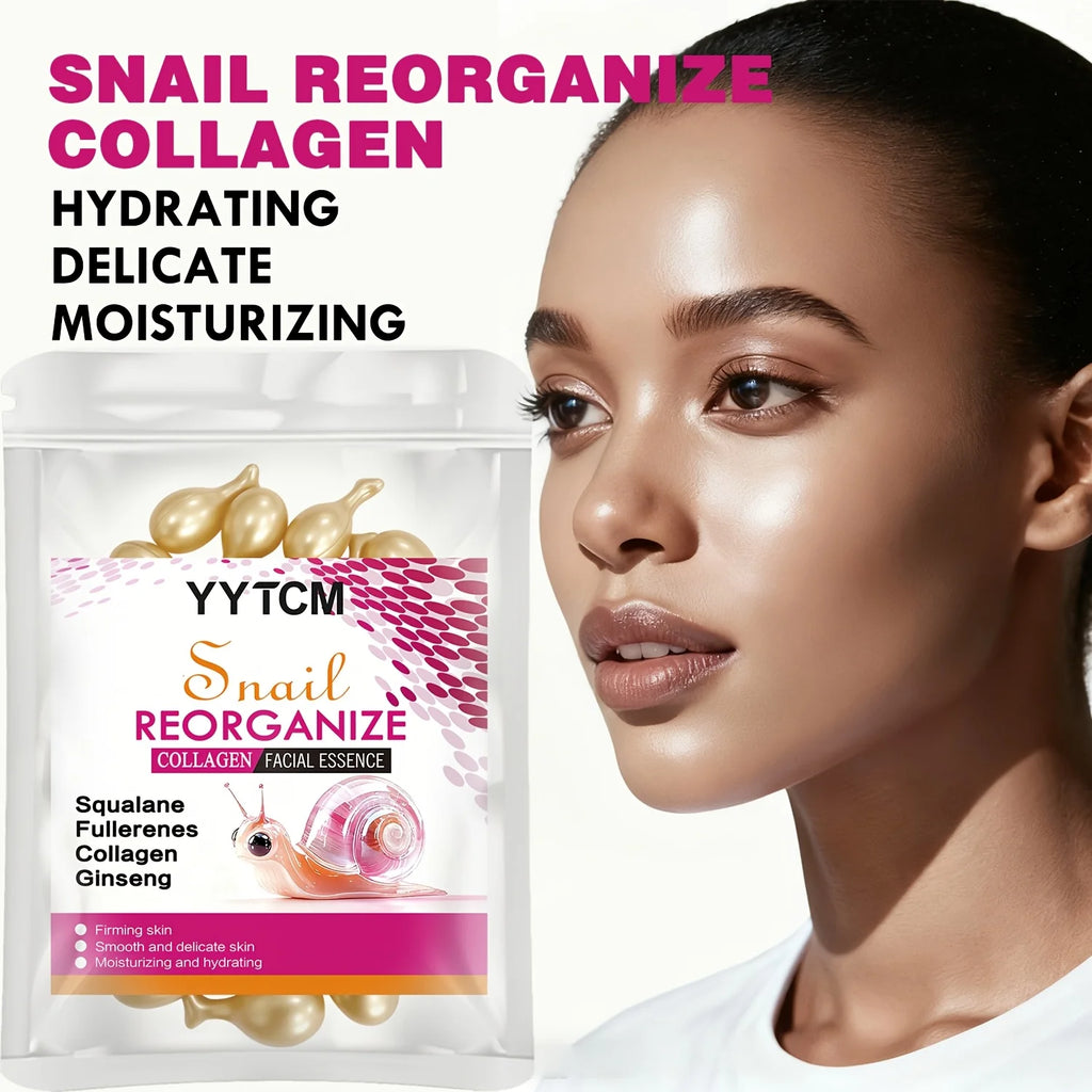 Snail Collagen Essence Capsules – Squalane & Ginseng | 30ct Face Serum Capsules Oasis Select
