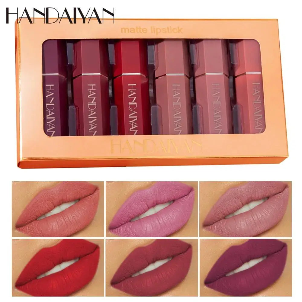 Handaiyan 6-Pc Matte Velvet Nude Lipstick Set – Waterproof