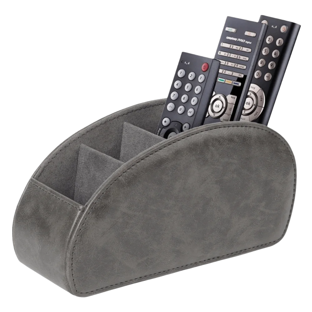 PU Leather Remote Control Holder Modern Universal Desktop Storage Box Cable Management Multi-Device Remote Control Organizer Oasis Select Style-C