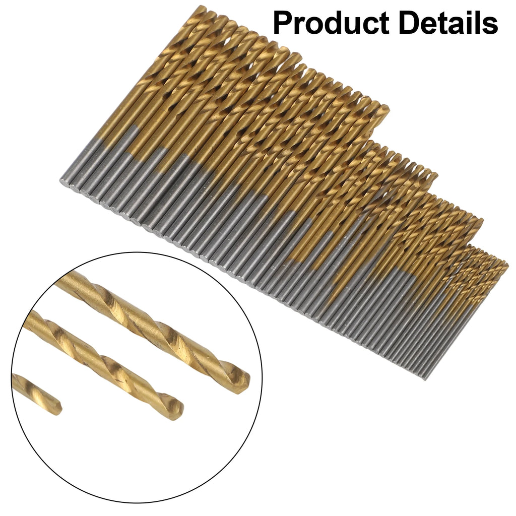 50pc Titanium HSS Twist Drill Bit Set 1–3mm | Metal & Wood HSS Twist Drill Set Oasis Select