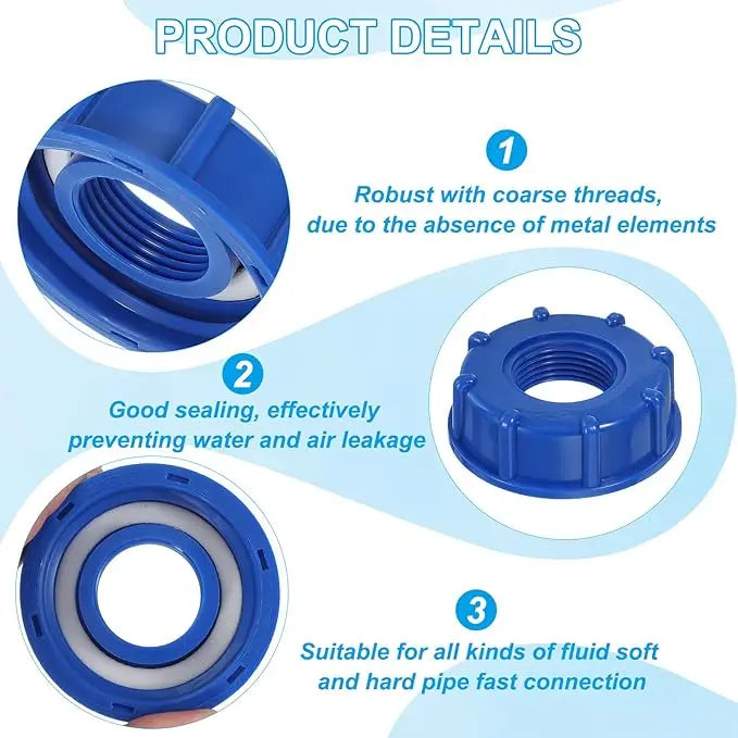 1Pc Durable IBC Tank Adapter - S60x6 Coarse Threaded Cap (60mm Female Thread) to 1/2", 3/4", 1" Connector Oasis Select