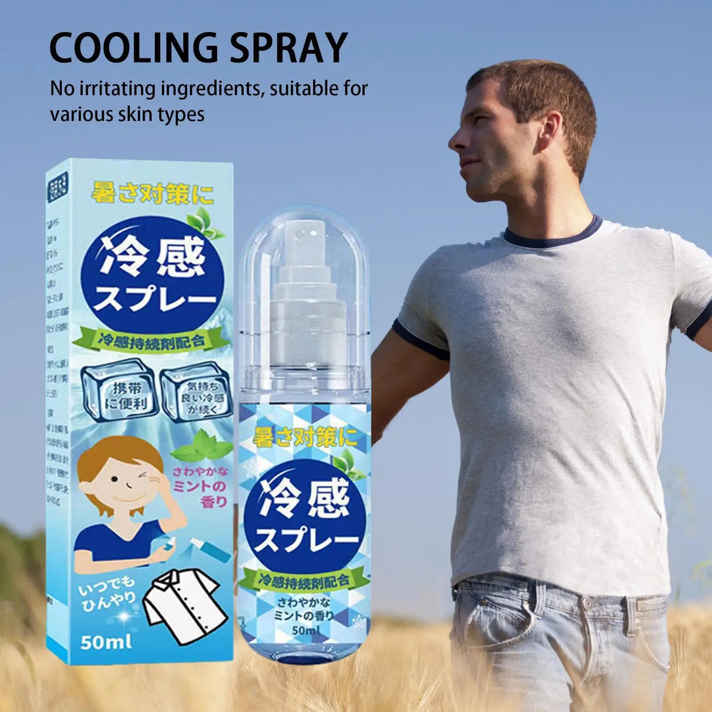 50ml Summer Cooling Spray Portable Ice Feeling Clothing Training Relief Long-lasting Hydrating Cool Spray For Face& Body Bottle Oasis Select