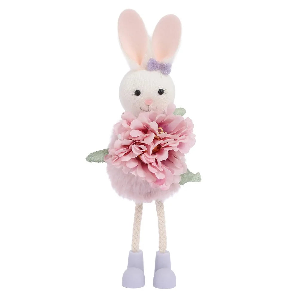 Cartoon Easter Bunny Figurine – Colorful Soft Long Legs Rabbit Decor