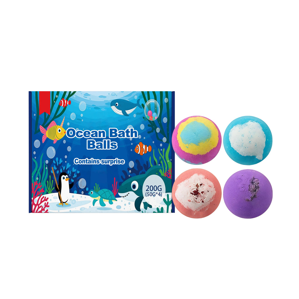 New 2026 Kids Bath Bombs Gift Set 12 PCS Toy Bath Bomb Surprise Ocean Toys Colorful Fizzing Moisturizing Fun Bathing Gift 600g Oasis Select 4 PCS