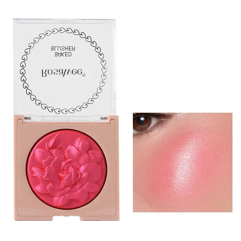 Embossed Blush Highlighter Palette Pearlescent Shimmer Blusher Baked Powder High Gloss Peach Facial Cheek Brightening Rouge Oasis Select 03 CN