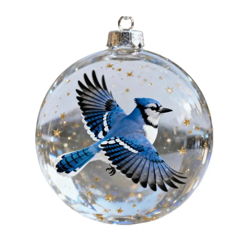 Cardinal Bird Christmas Ball Ornaments – Clear Acrylic Set