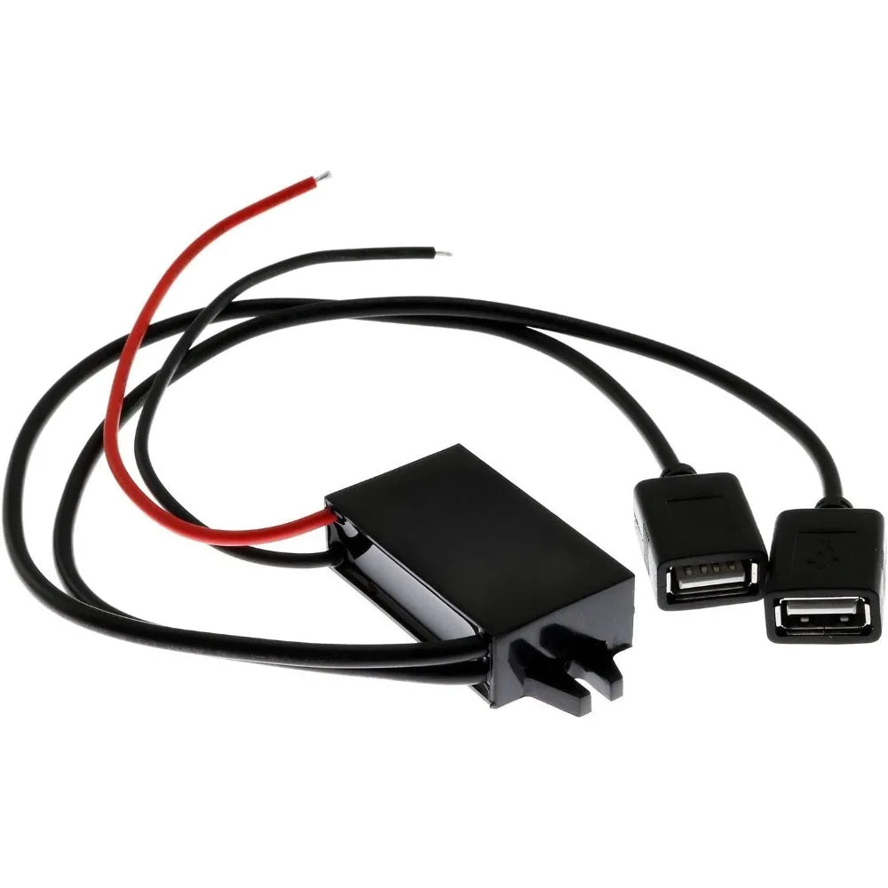 Waterproof DC Converter Module 12V To 5V 3A Regulator Step Down Car Power Converter With Double USB Cable Buck Voltage Reducer Oasis Select