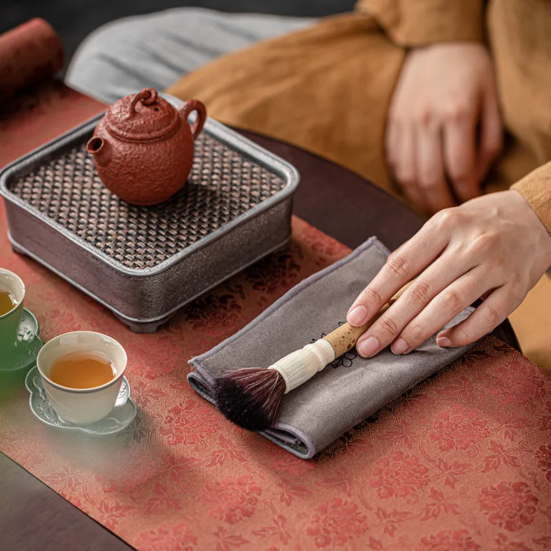 Tea Towel Thickened Absorbent Soft Kitchen Cleaning Cloth Plush Imitation Deerskin Towel Table Mat Pad Coaster Tea Accessories Oasis Select