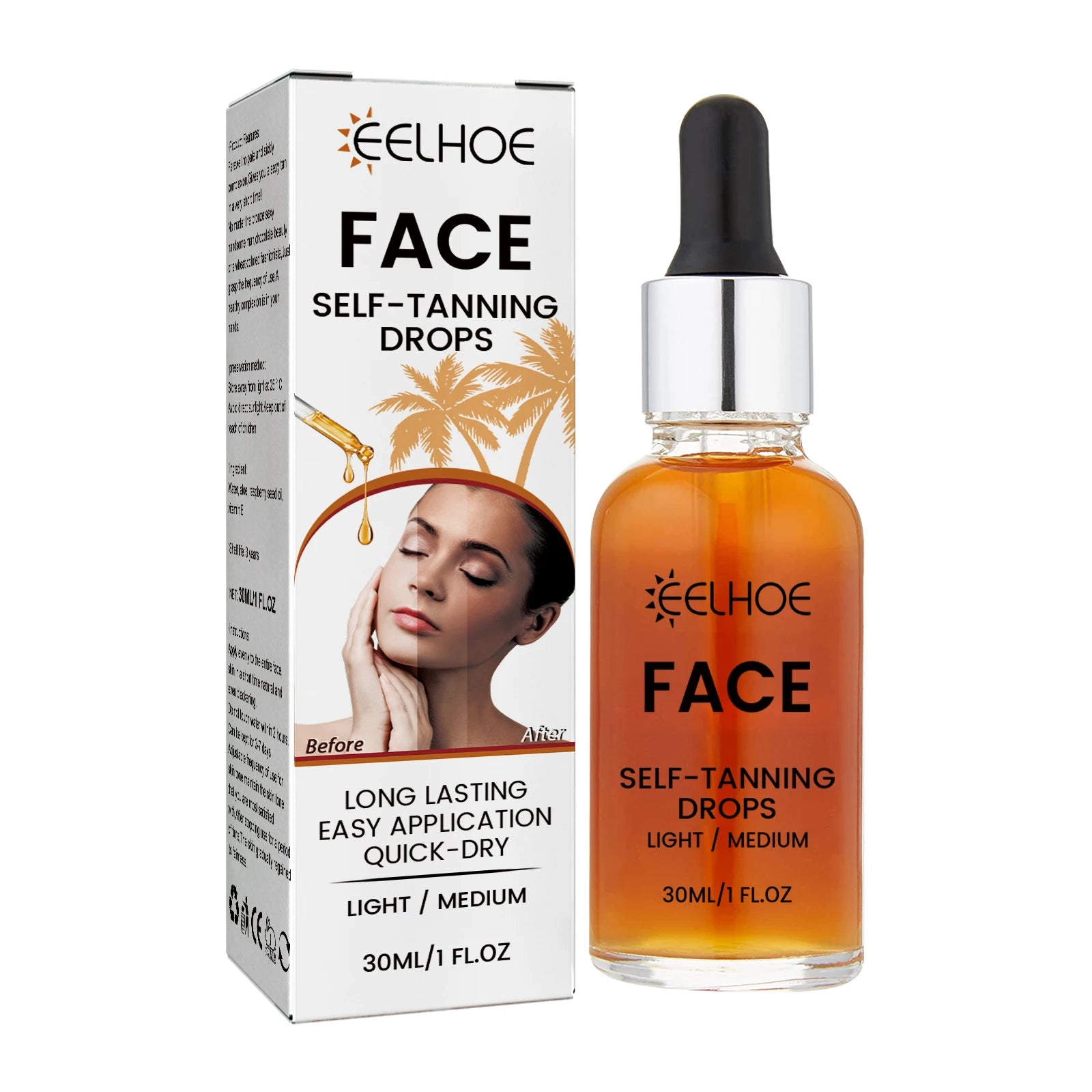 EELHOE Self Tanning Drops – Sunless Tan Serum Face & Body 30ml