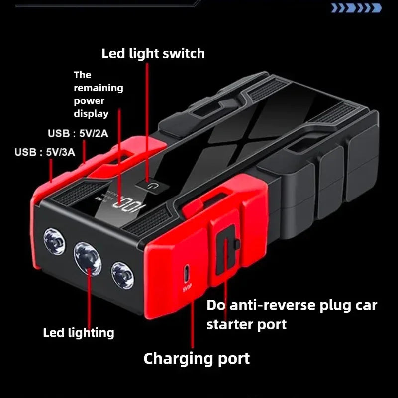 New 12V 99800mAh Car Jump Starter ,Portable Emergency Power Bank Battery Booster with LED Light, USB, for SUV Van Motorcycle ATV Oasis Select