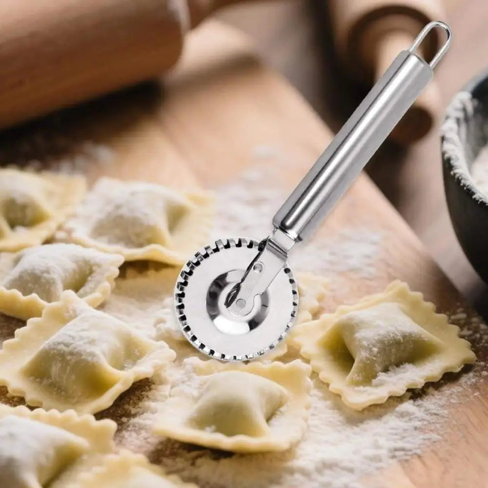 Stainless Steel Dumpling Embossing Cutter Wheel Hand-Cutting Baking Tool for Side-Embossed Biscuit Cookie Mold Pasta Dough Decor Oasis Select