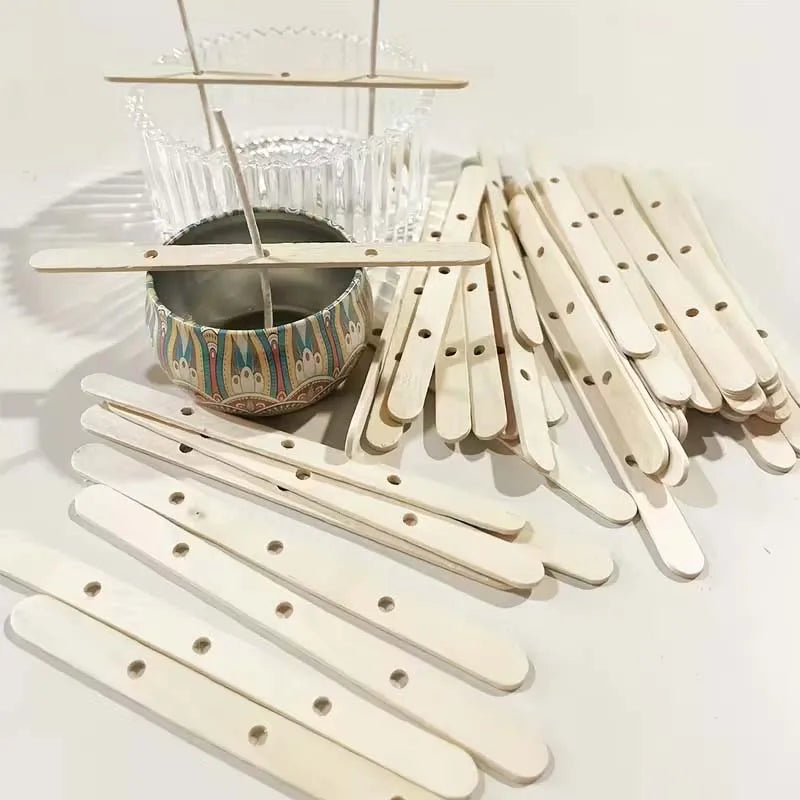 10/20/50pcs Wooden Candle Wick Holders Candles Mold Fixed Bracke Porous Wooden Holders Centering Device Bar for Candle Making Oasis Select