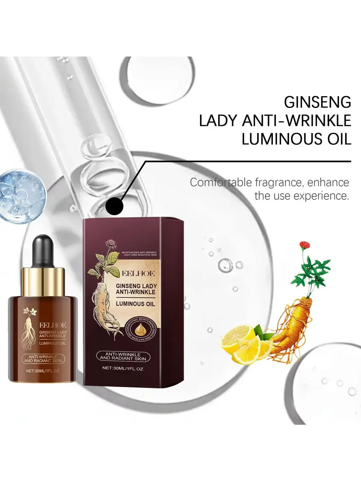 Ginseng Extract Facial Essential Oil Firming Fade Fine Lines Moisturizing Skin Rejuvenation Non-Greasy Nourishing Face Essence Oasis Select