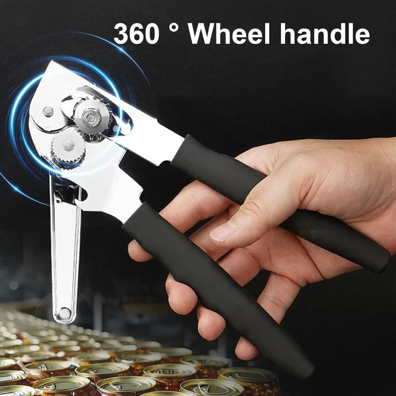 Stainless Steel Manual Can Opener Heavy Duty Handheld with Extra Long Handles for Seniors Elderly Kitchen Use Bottle Opener Oasis Select