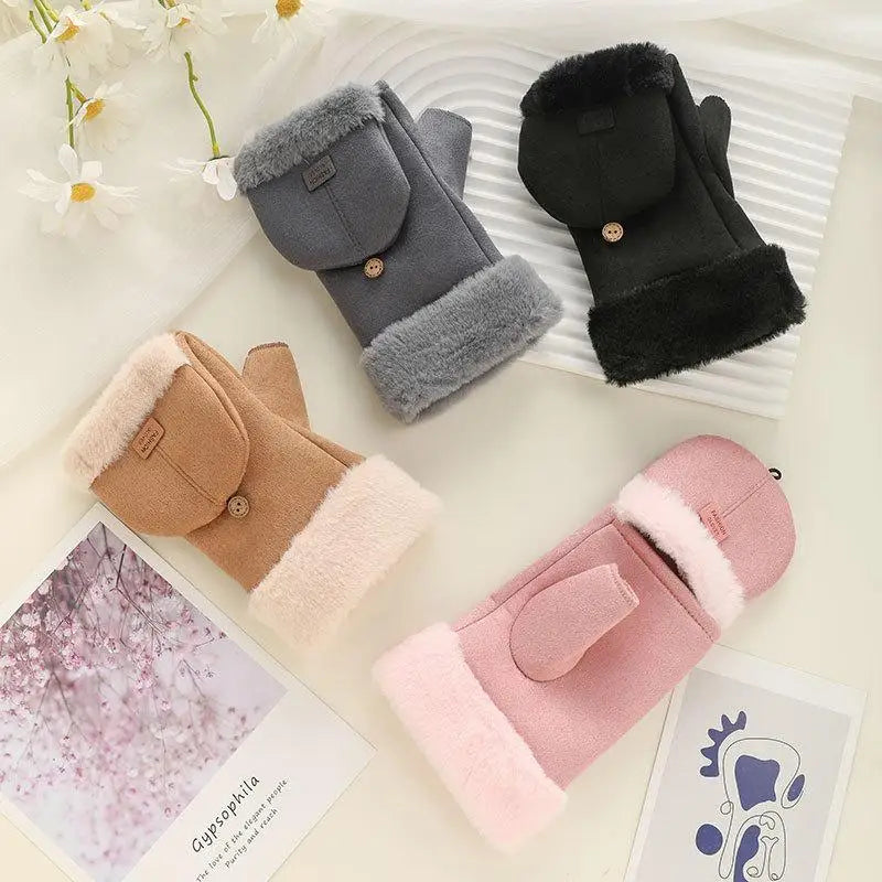 Women's Plush Flip-Top Touchscreen Winter Gloves | Warm Knit