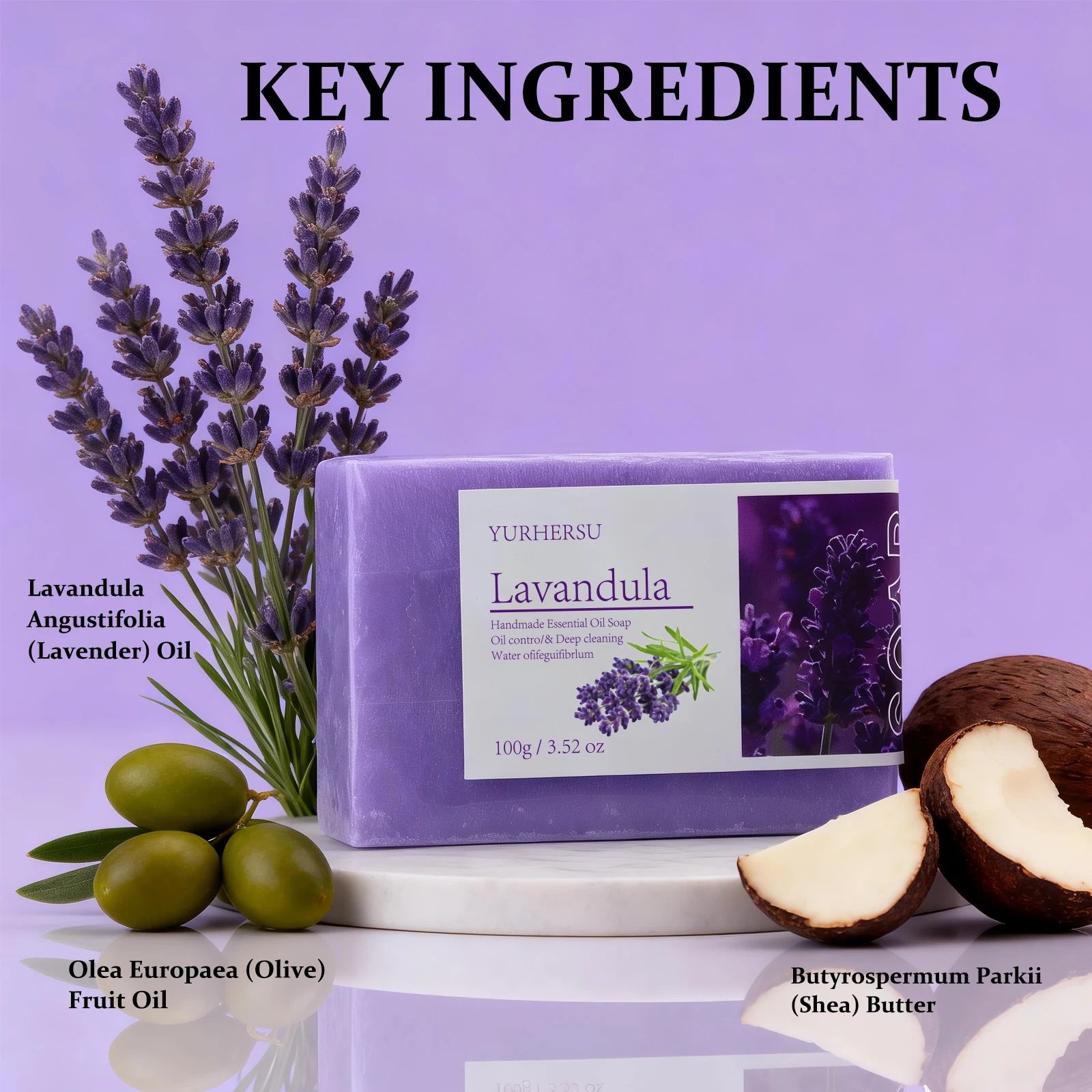 Lavender Essential Oil Handmade Cold Process Soap Bar | YURHERSU Handmade Soap Bar Oasis Select