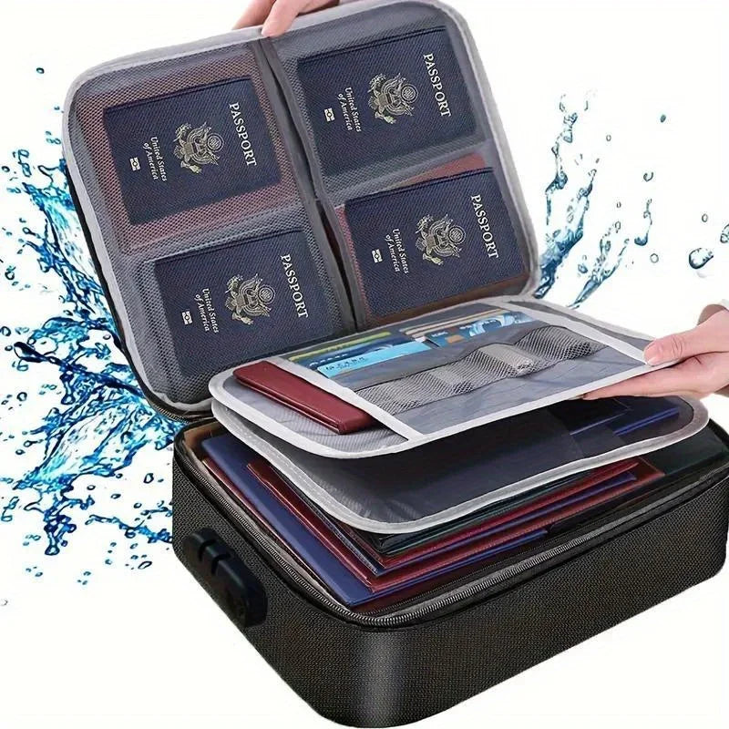 1pc Document Storage Bag Lock Waterproof Document Bag Office Large Capacity ID Bag Business Card Bag Bill Document Organizer Bag Oasis Select Black