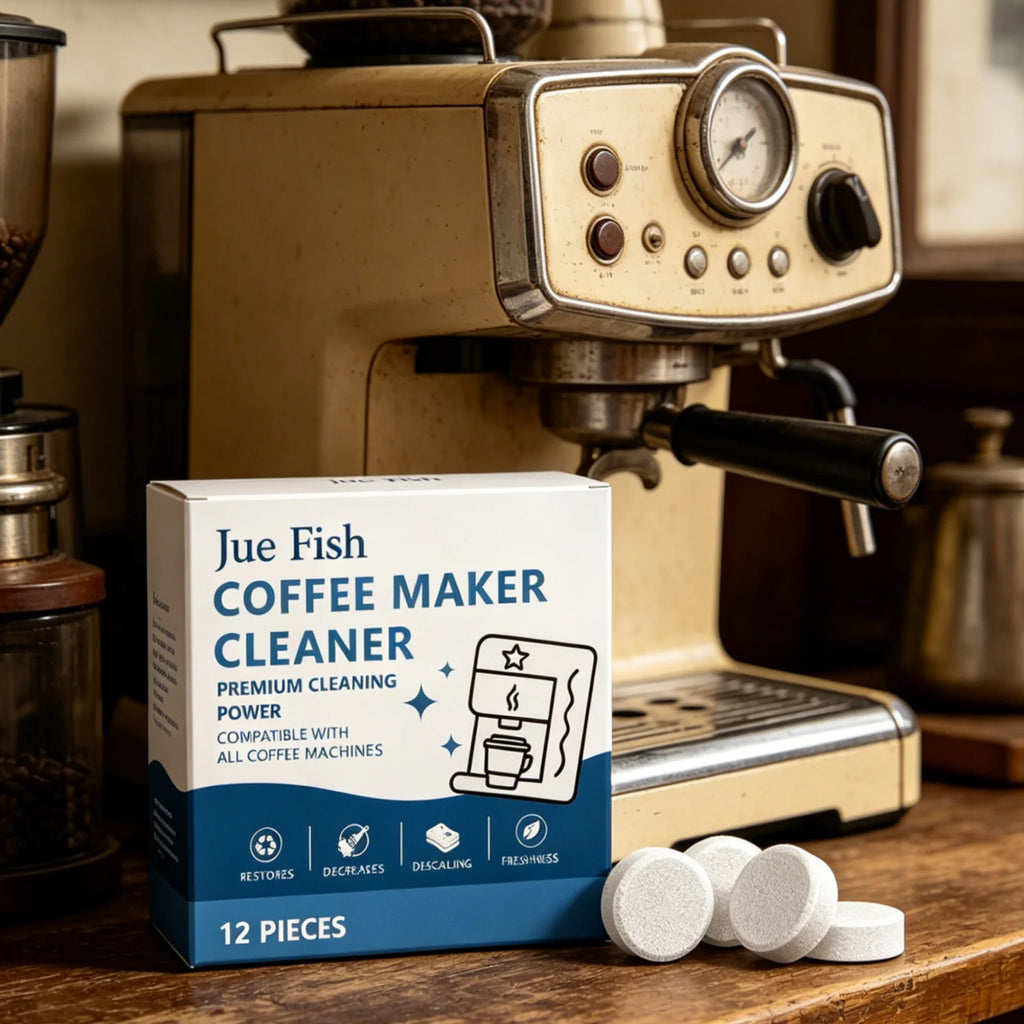 Jue Fish Coffee Maker Cleaner Remove Dirt Descaling Maintain Function Quick Dissolving Coffee Machine Cleaning Tablets 12 Pieces Oasis Select