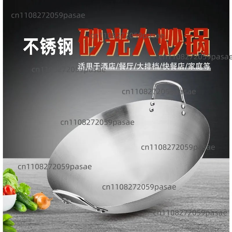 Stainless Steel Double-Ear Round Bottom Stock Pot | Kitchen Cauldron