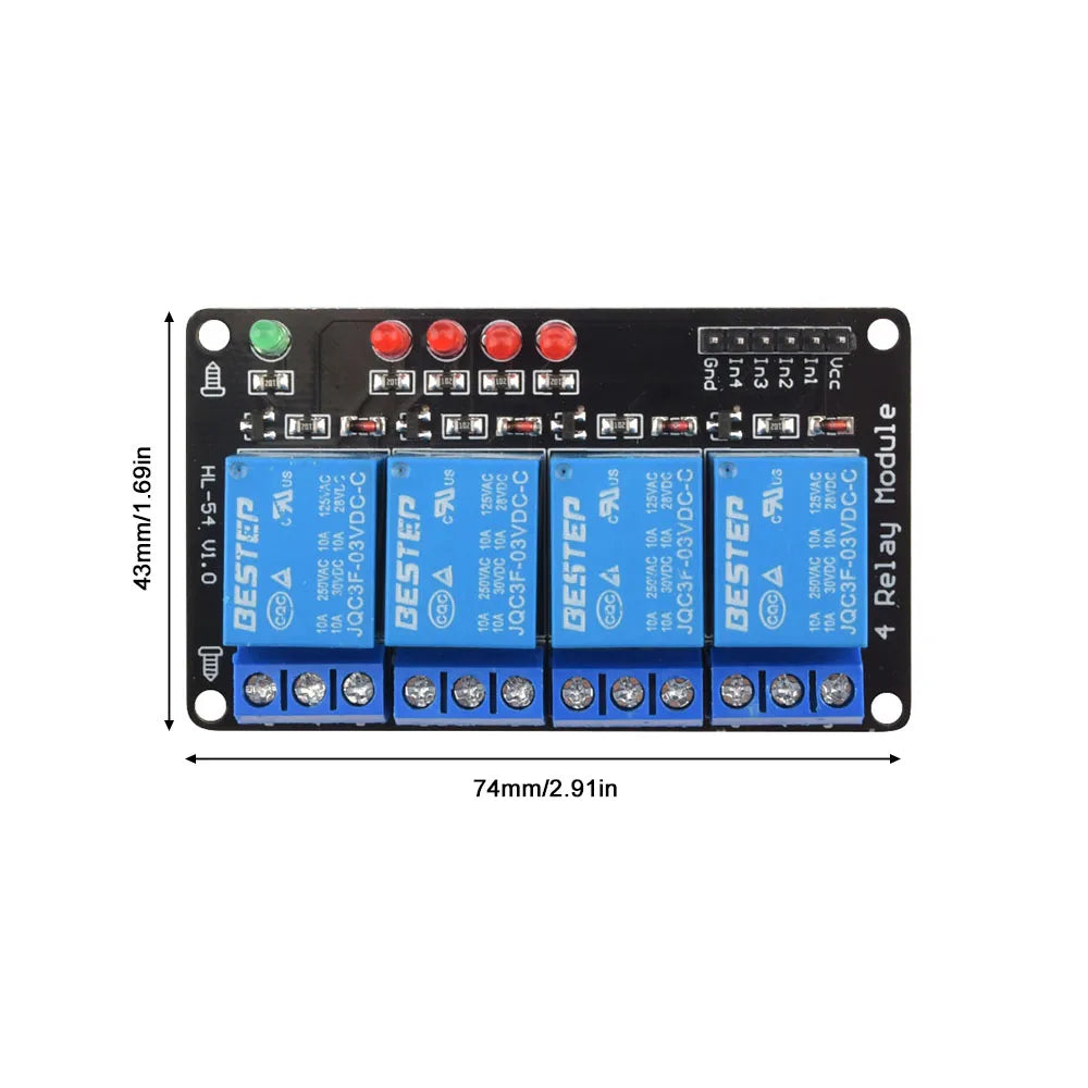 3V 1 2 4 Channel Relay Module Board Low-Level Trigger With Light Relay Output 1 2 4 Way Relay Module for Arduino Raspberry Oasis Select 4 Channel