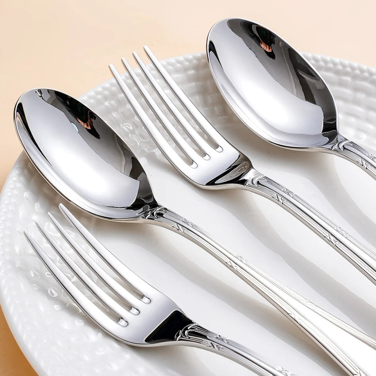 Luxury 18-10 Stainless Steel Flatware Set – Mirror Cutlery Stainless Steel Flatware Oasis Select