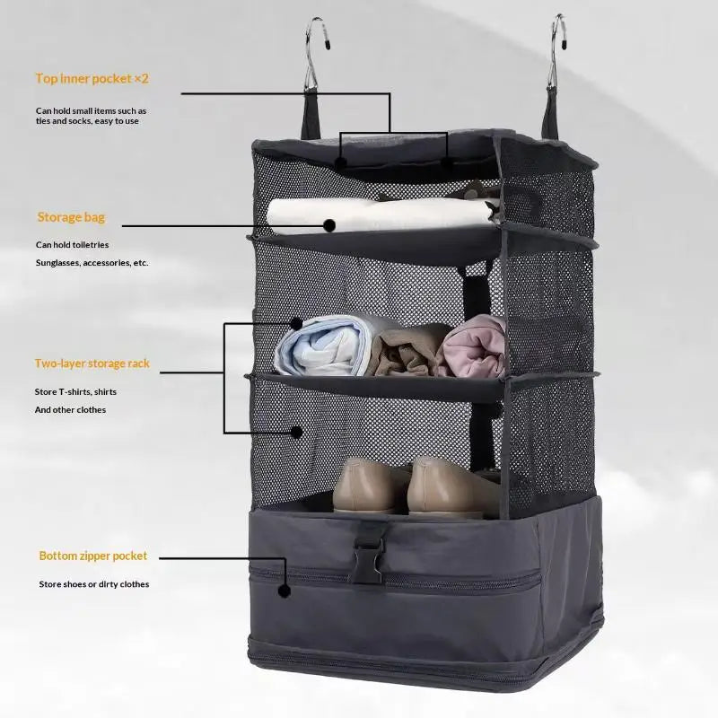 3-Tier Hanging Closet Organizer – Breathable Mesh & Zipper