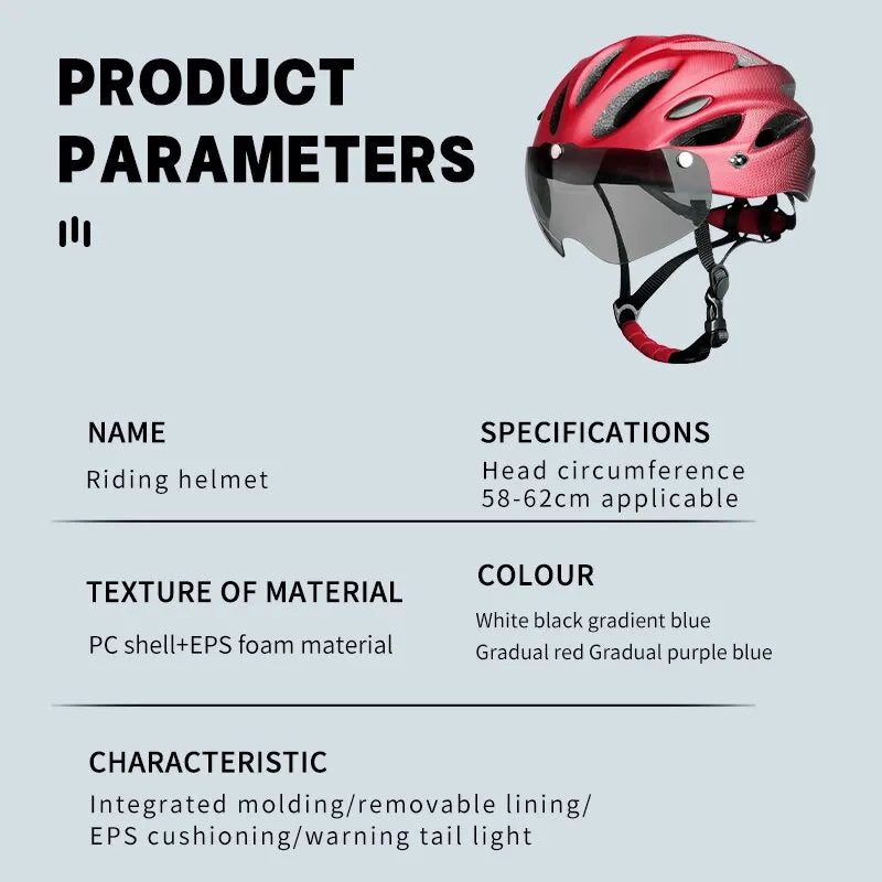 Bike Helmet with LED Tail Light Adult Cycling Helmet Fit 58-62cm Lightweight Breathable Colorful Bicycle Helmets Accessories Oasis Select