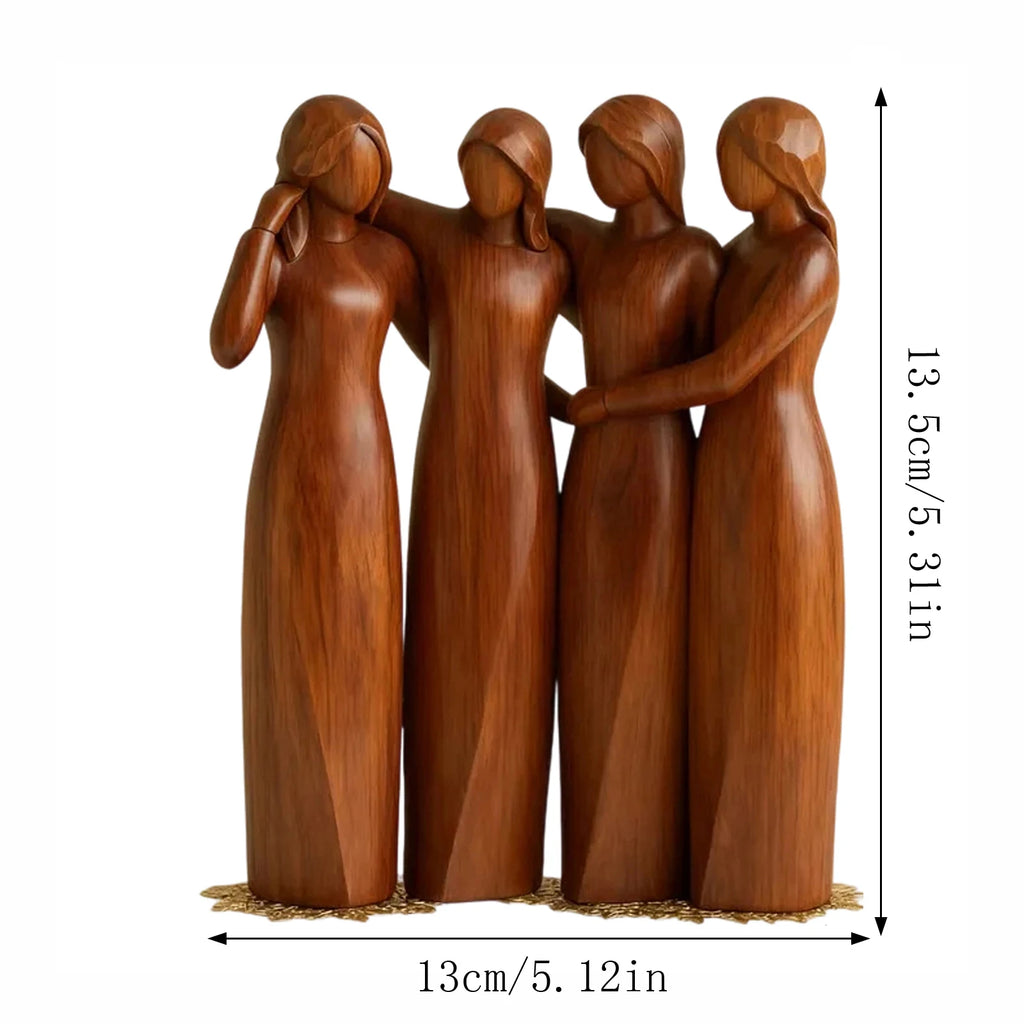 Four Sisters Heart Resin Figurine – Wood-Carved Home Décor Resin Decorative Figurine Oasis Select