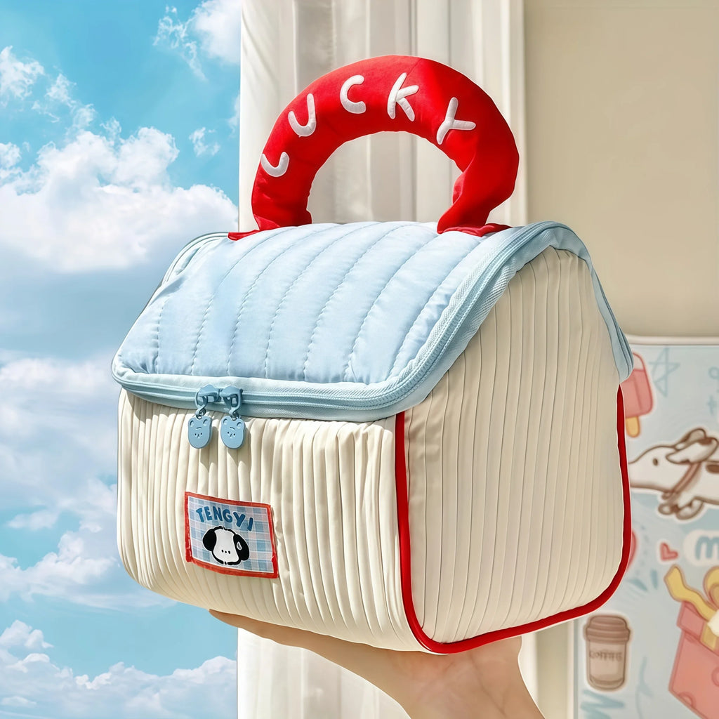 Cartoon pattern cute hut handbag girls large capacity cosmetic organizer portable handheld travel toiletry bag Oasis Select