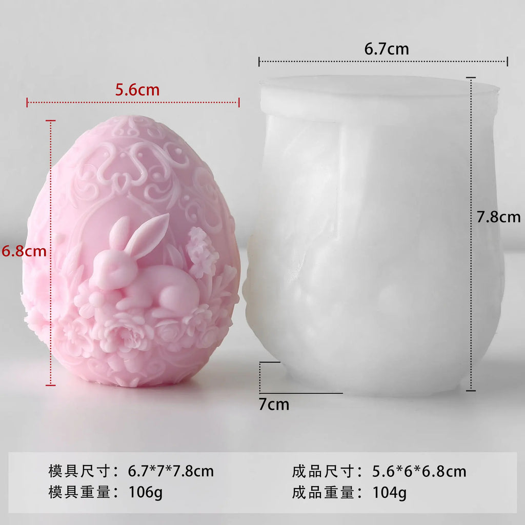 DIY Easter Bunny Egg Silicone Candle Mold 3D Embossed Rabbit Handmade Soap Plaster Resin Ornaments Crafts Molds Home Decor Gifts Oasis Select J-5463