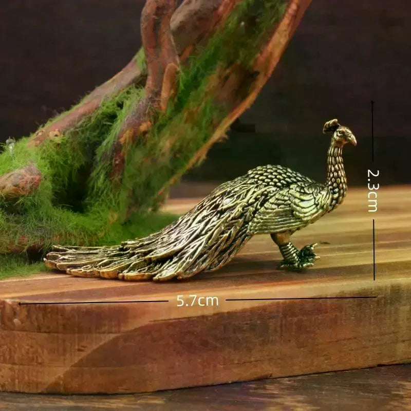 1pc Peacock Ornament Home Decor Statue Figure Brass Chinese Handicraft Decoration Small Brass Ornament Oasis Select