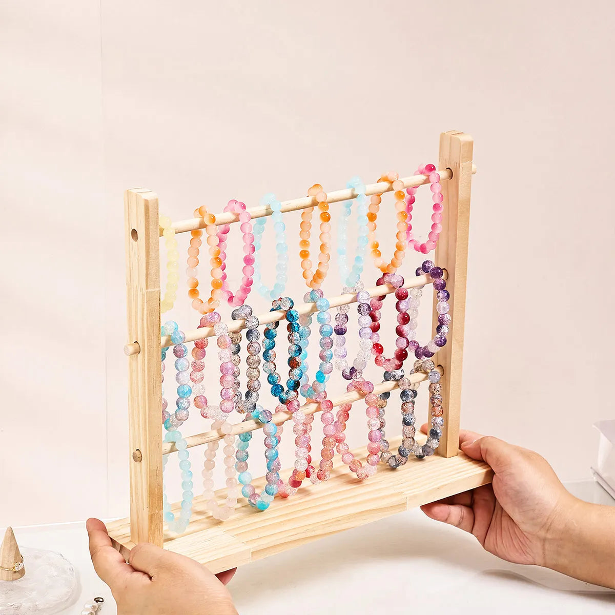 1pc Jewelry storage rack, suitable for hair rings, hair ropes, elegant wooden display racks for dressing tables, jewelry towers Oasis Select