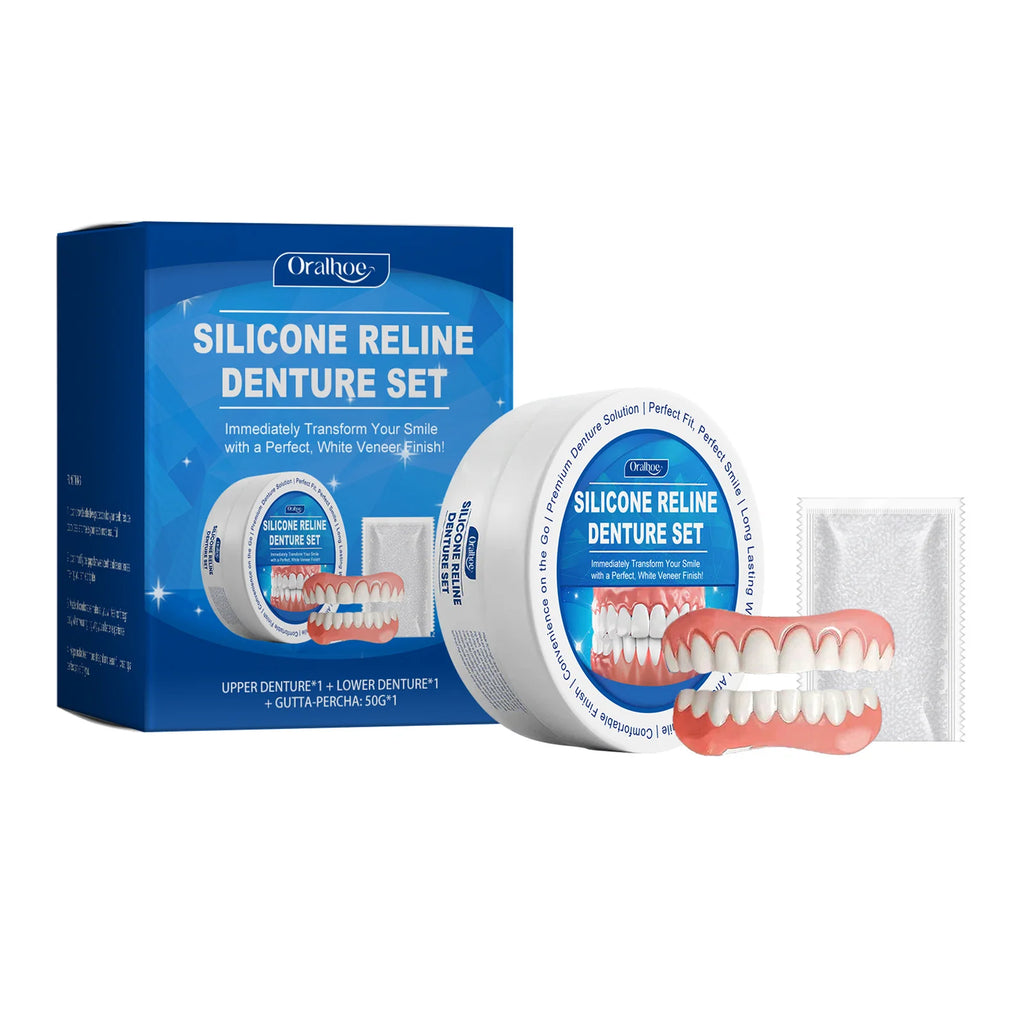 1pcs Silicone Denture Set Temporary Dentures Fit Mouth Cavity Perfect Smile Comfortable Fake Tooth Tool Simulation Teeth Braces Oasis Select 1pcs Boxed