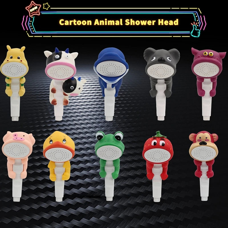 Cartoon Kid Shower Head Shower with Suction Cup Base Children's Bath Water Spray Shower Baby Shower Nozzle Bathroom Accessories Oasis Select