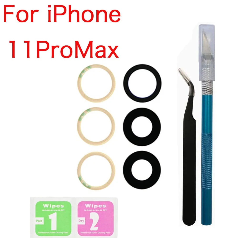 iPhone 11–14 Rear Camera Glass Lens Replacement Kit + Tools