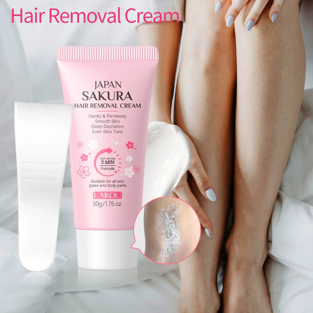 LAIKOU Sakura Hair Removal Cream 50g Gentle Depilatory Cream For Men Women Body Armpit Legs Moisturizing Smooth Skin Hair Remove Oasis Select