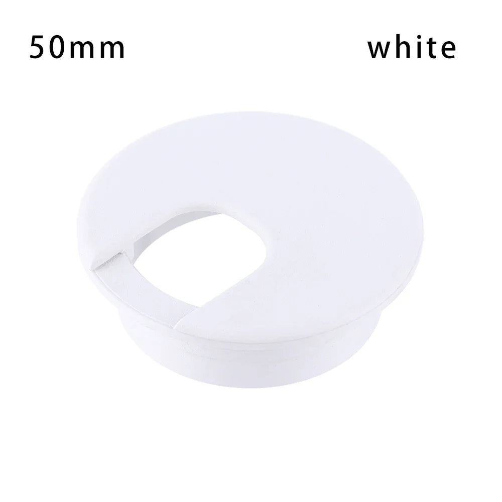 25-80MM Computer Grommet Table Cable Outlet Port Desk Wire Hole Cover Buckle Line Organizer Desk Table Cable Fastener Hardware Oasis Select 50mm white