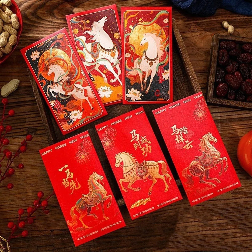 2026 Horse Year Red Envelopes | 6pcs Chinese New Year Lucky Money