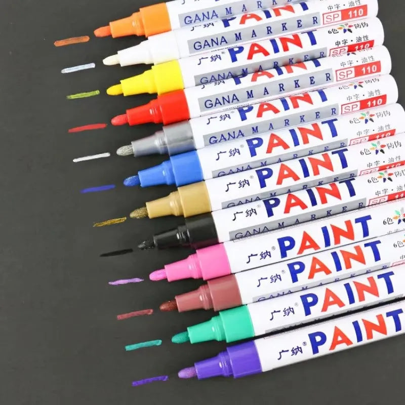 1/2pcs Oily Painting Pen Waterproof Permanent Graffiti Touch Up Tyre Marker Auto Rubber Tire Tread Mark Pen For Bike Cars Metal Oasis Select