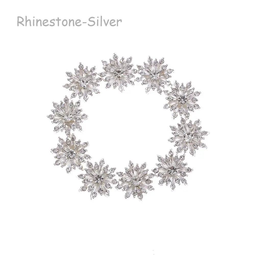 10PCS 16MM Vintage Buttons Clothing Flatback Plating Pearl Buckle Rhinestone Snowflake Cabochon DIY Craft Apparel Sewing Tools Oasis Select Rhinestone -Silver