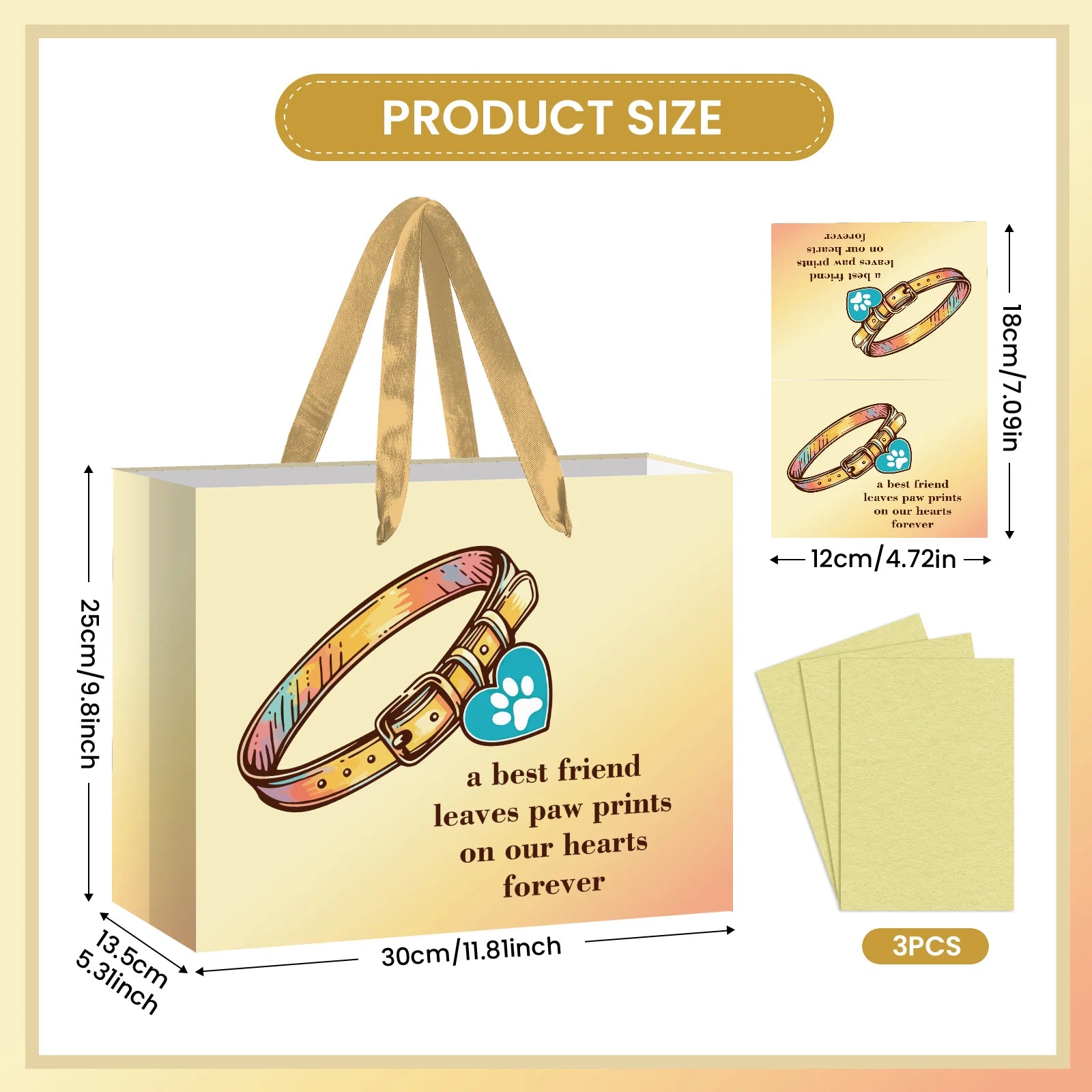 Dog Memorial Gift Bag Set with Card & Tissue Paper