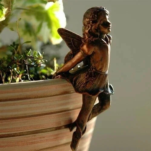 Fairy Girl Hanging Cup Resin Decoration Fairy Combination Flower Basket Edge Decoration Garden Pot Ornaments Oasis Select D