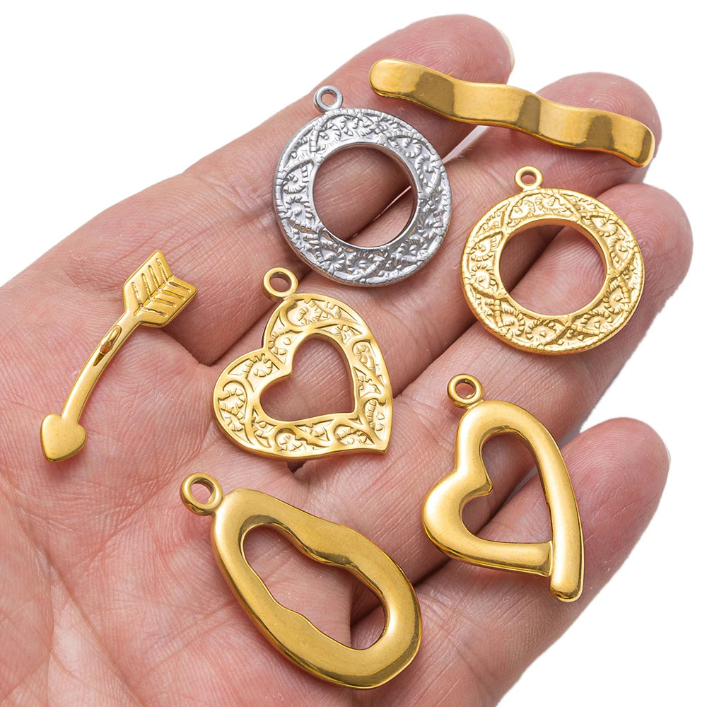 5 Sets Stainless Steel Toggle Clasp T-bar Closure Ring Fastener Hook End Connectors for DIY Necklace Bracelet Jewelry Making Oasis Select